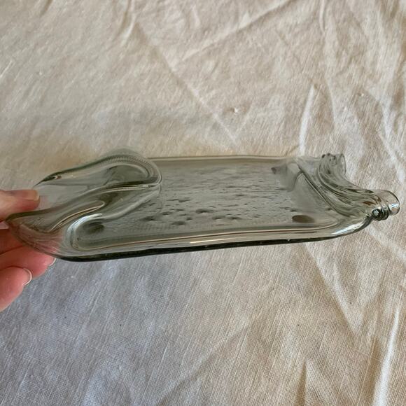 Spoon Utensil Rest Trinket Soap Dish Melted Glass Jar Recycled Art Repurposed - Picture 5 of 8